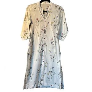 Unbranded Women’s Floral Side slit 3/4 sleeve White Dress/Kurti Size Small